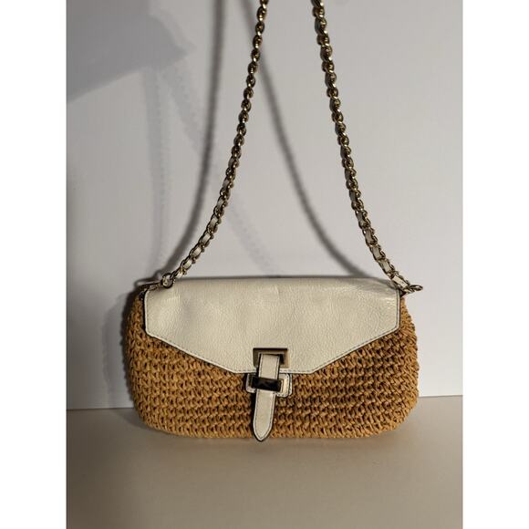 Michael Kors Naomi Straw Ivory Shoulder Bag Preowned Small - Picture 2 of 12